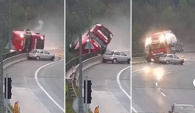 STRAVIČNA SCENA: Vozač kamiona pokušao izbjeći sudar s 'Opelom', sletio u ponor i poginuo [VIDEO]