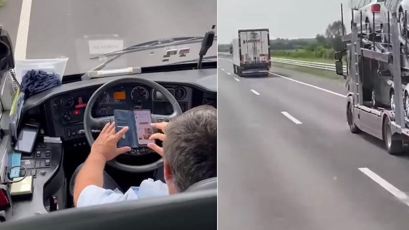 POGLEDAJTE VIDEO: Vozač autobusa lajka objave na Facebooku dok pretječe kamion!